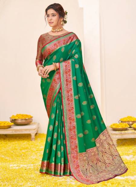 Green Colour SANGAM RAJBALA New Designer Fancy Festive Wear Silk Saree Collection 7102